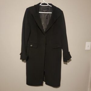 Talbots Trench Coat Wool Angora Rabbit Hair Viscose Blend Size 14 L/XL Old Money